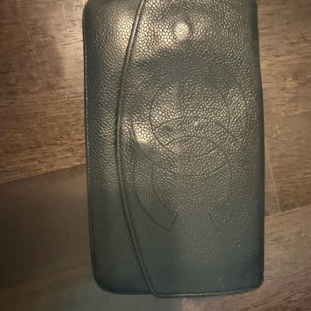 Chanel  Forest Green leather flap wallet